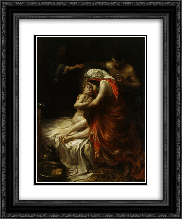 Elisha and the Son of the Shunammite Woman 20x24 Black Ornate Wood Framed Art Print Poster with Double Matting by Sluyters, Jan
