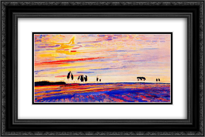 Morning glory 24x16 Black Ornate Wood Framed Art Print Poster with Double Matting by Sluyters, Jan