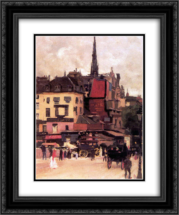 Paris cityview 20x24 Black Ornate Wood Framed Art Print Poster with Double Matting by Sluyters, Jan
