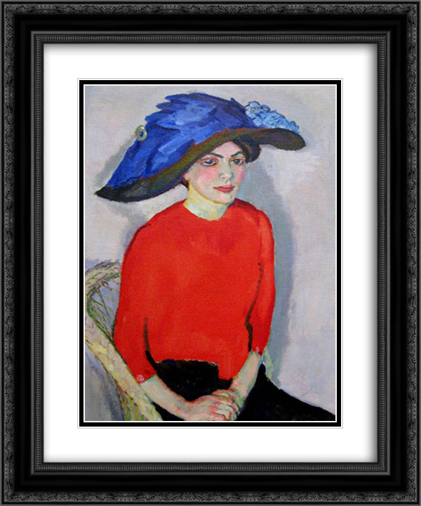 Portrait of a lady in red 20x24 Black Ornate Wood Framed Art Print Poster with Double Matting by Sluyters, Jan