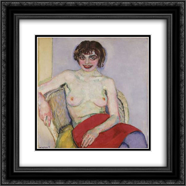 Seated Nude 20x20 Black Ornate Wood Framed Art Print Poster with Double Matting by Sluyters, Jan