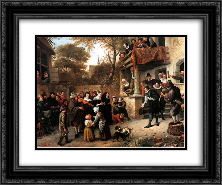 A village wedding 24x20 Black Ornate Wood Framed Art Print Poster with Double Matting by Steen, Jan