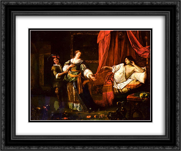 Amnon and Tamar 24x20 Black Ornate Wood Framed Art Print Poster with Double Matting by Steen, Jan