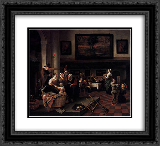 Baptism 22x20 Black Ornate Wood Framed Art Print Poster with Double Matting by Steen, Jan