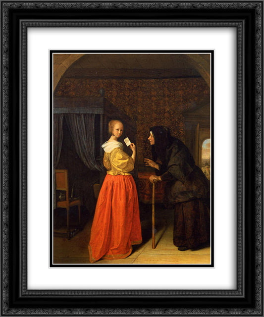 Bathsheba Receiving David s Letter 20x24 Black Ornate Wood Framed Art Print Poster with Double Matting by Steen, Jan