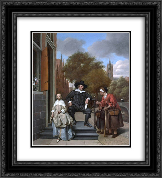 Burgher of Delft and his Daughter 20x22 Black Ornate Wood Framed Art Print Poster with Double Matting by Steen, Jan