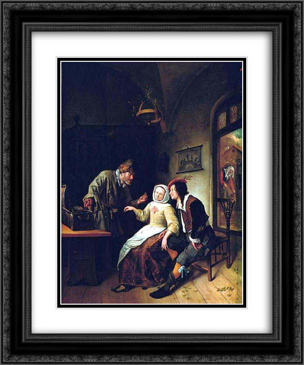 Choice between Richness and Youth 20x24 Black Ornate Wood Framed Art Print Poster with Double Matting by Steen, Jan