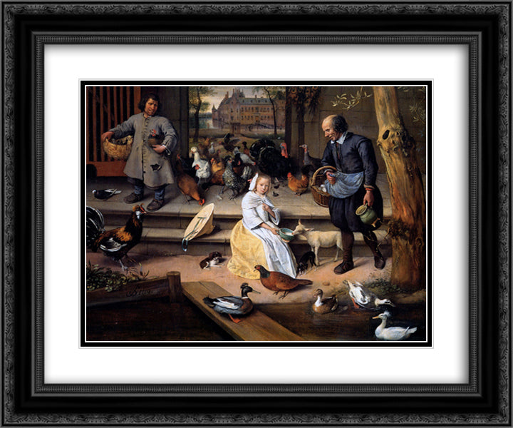 Court 24x20 Black Ornate Wood Framed Art Print Poster with Double Matting by Steen, Jan