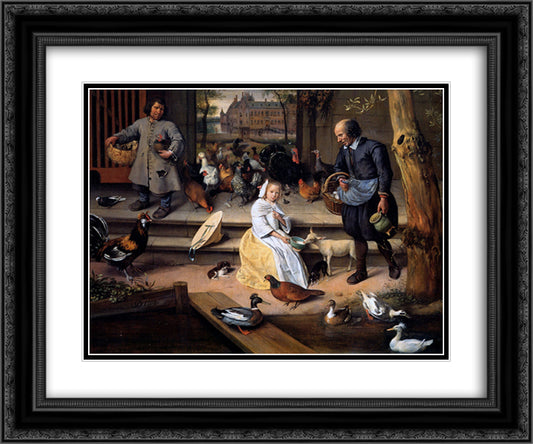 Court 24x20 Black Ornate Wood Framed Art Print Poster with Double Matting by Steen, Jan