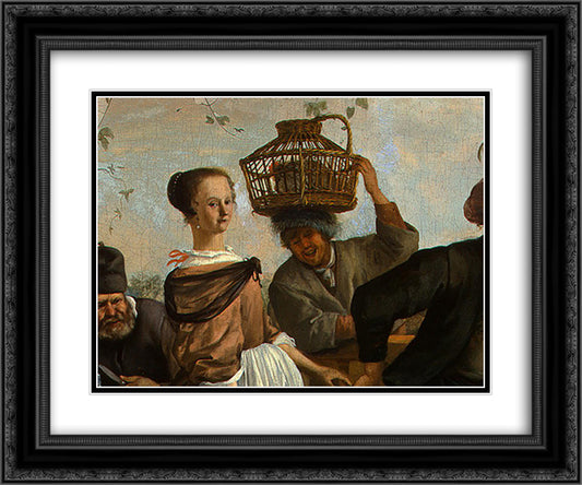 Dancing couple(detail) 24x20 Black Ornate Wood Framed Art Print Poster with Double Matting by Steen, Jan