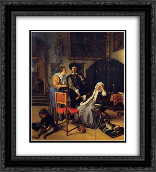 Doctor s Visit 20x22 Black Ornate Wood Framed Art Print Poster with Double Matting by Steen, Jan