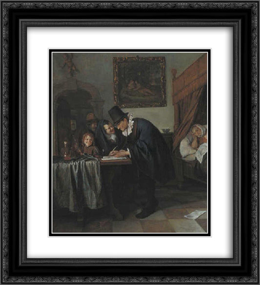 Doctor's visit 20x22 Black Ornate Wood Framed Art Print Poster with Double Matting by Steen, Jan