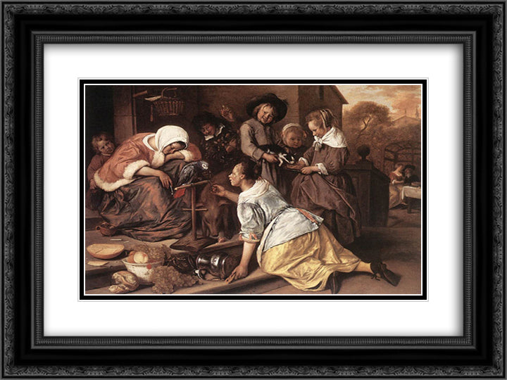 Effects of Intemperance 24x18 Black Ornate Wood Framed Art Print Poster with Double Matting by Steen, Jan