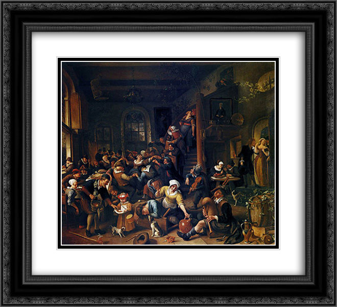 Egg Dance 22x20 Black Ornate Wood Framed Art Print Poster with Double Matting by Steen, Jan