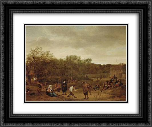 Farmers to skittles 24x20 Black Ornate Wood Framed Art Print Poster with Double Matting by Steen, Jan