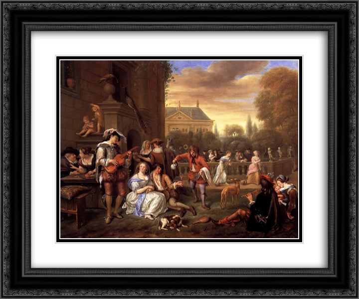 Garden Party 24x20 Black Ornate Wood Framed Art Print Poster with Double Matting by Steen, Jan