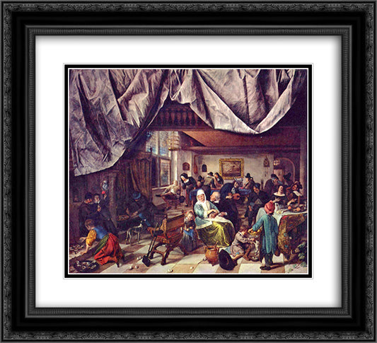 Life of Man 22x20 Black Ornate Wood Framed Art Print Poster with Double Matting by Steen, Jan