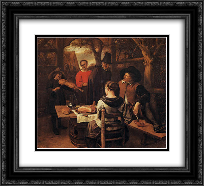 Meal 22x20 Black Ornate Wood Framed Art Print Poster with Double Matting by Steen, Jan