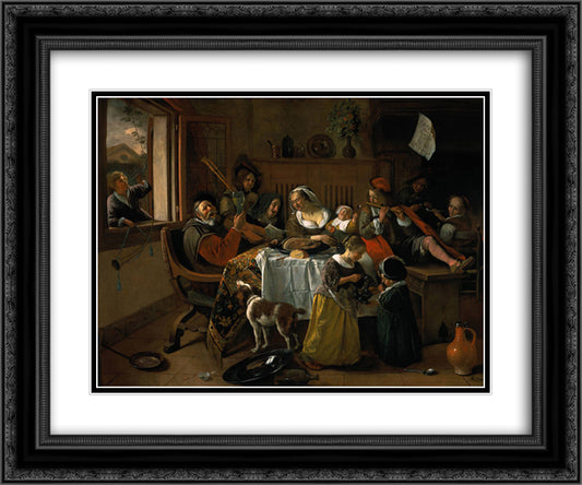 Merry family 24x20 Black Ornate Wood Framed Art Print Poster with Double Matting by Steen, Jan