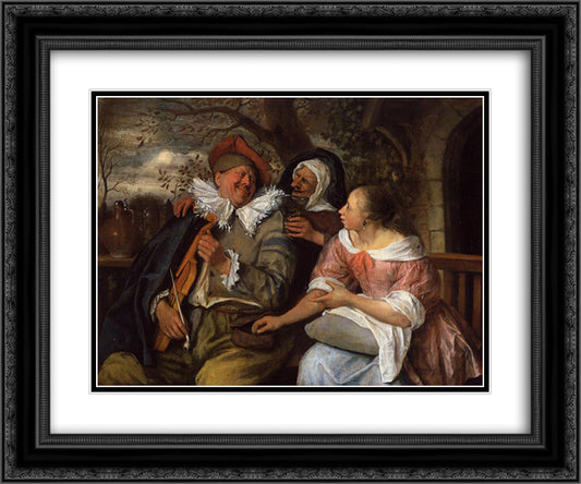 Merry Threesom 24x20 Black Ornate Wood Framed Art Print Poster with Double Matting by Steen, Jan