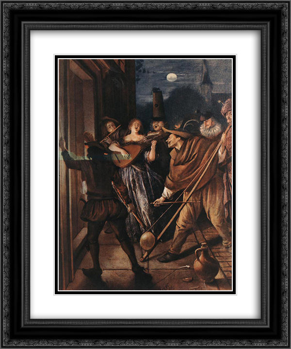 Nocturnal Serenade 20x24 Black Ornate Wood Framed Art Print Poster with Double Matting by Steen, Jan