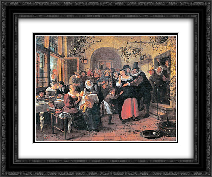 Peasant Wedding 24x20 Black Ornate Wood Framed Art Print Poster with Double Matting by Steen, Jan