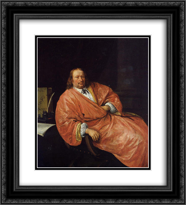 Portrait of Gerrit Gerritsz Schouten 20x22 Black Ornate Wood Framed Art Print Poster with Double Matting by Steen, Jan