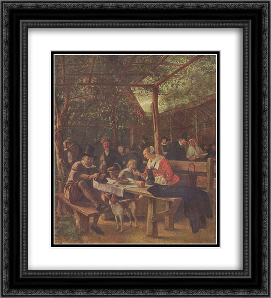 Pub garden 20x22 Black Ornate Wood Framed Art Print Poster with Double Matting by Steen, Jan