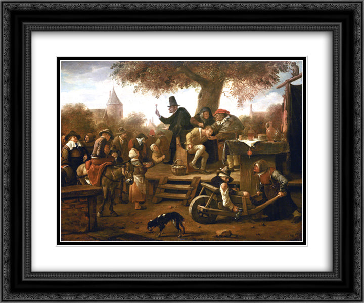 Quack 24x20 Black Ornate Wood Framed Art Print Poster with Double Matting by Steen, Jan