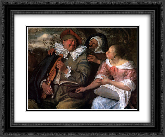 Robbed violin player 24x20 Black Ornate Wood Framed Art Print Poster with Double Matting by Steen, Jan