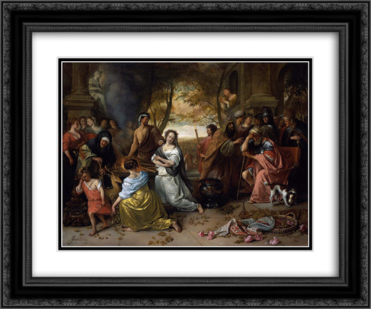 Sacrifice of Iphigenia 24x20 Black Ornate Wood Framed Art Print Poster with Double Matting by Steen, Jan