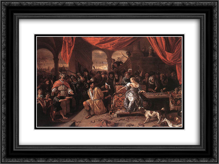 Samson and Delilah 24x18 Black Ornate Wood Framed Art Print Poster with Double Matting by Steen, Jan