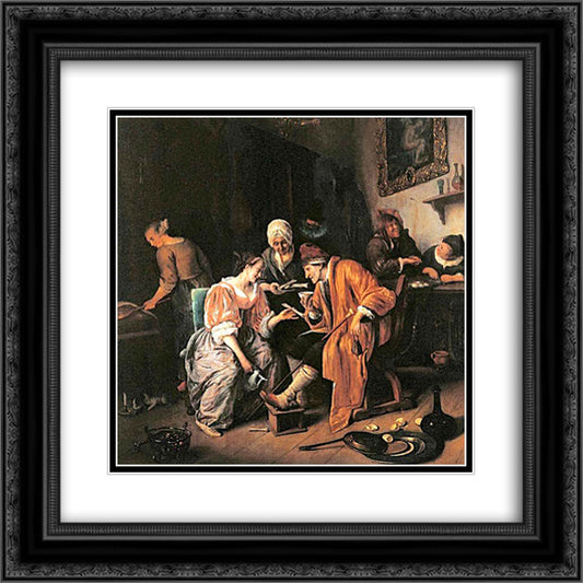 Sick old Man 20x20 Black Ornate Wood Framed Art Print Poster with Double Matting by Steen, Jan