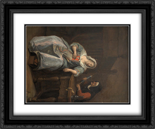 Sick woman 24x20 Black Ornate Wood Framed Art Print Poster with Double Matting by Steen, Jan