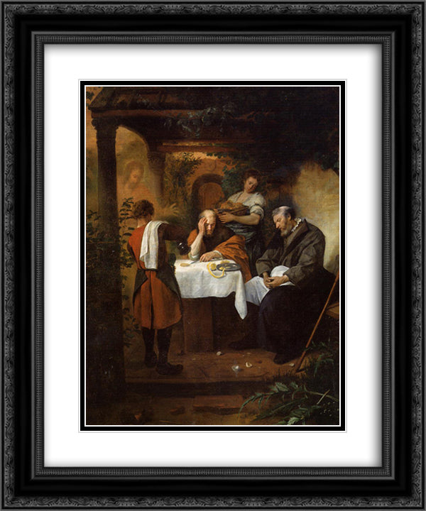 Supper at Emmaus 20x24 Black Ornate Wood Framed Art Print Poster with Double Matting by Steen, Jan