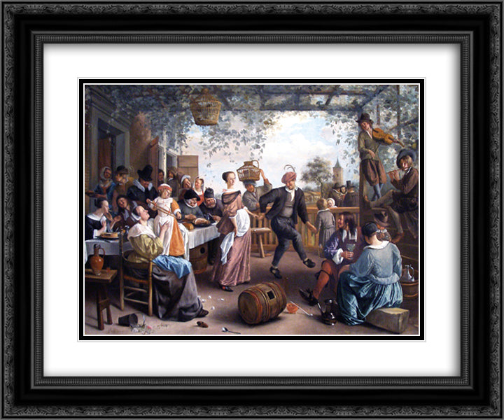 The Dancing Couple 24x20 Black Ornate Wood Framed Art Print Poster with Double Matting by Steen, Jan