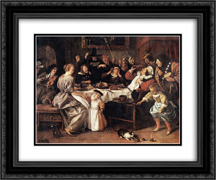 Twelfth Night 24x20 Black Ornate Wood Framed Art Print Poster with Double Matting by Steen, Jan