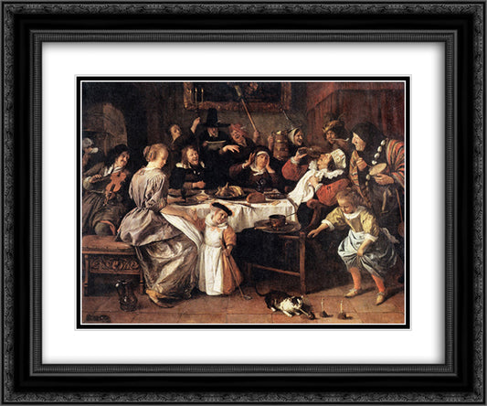 Twelfth Night 24x20 Black Ornate Wood Framed Art Print Poster with Double Matting by Steen, Jan