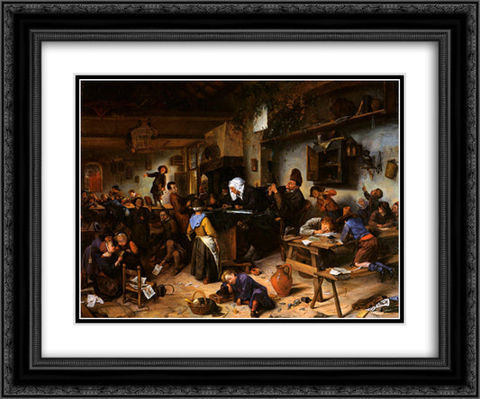 Village school 24x20 Black Ornate Wood Framed Art Print Poster with Double Matting by Steen, Jan