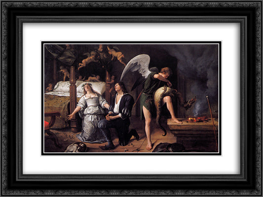 Wedding of Sarah and Tobias 24x18 Black Ornate Wood Framed Art Print Poster with Double Matting by Steen, Jan