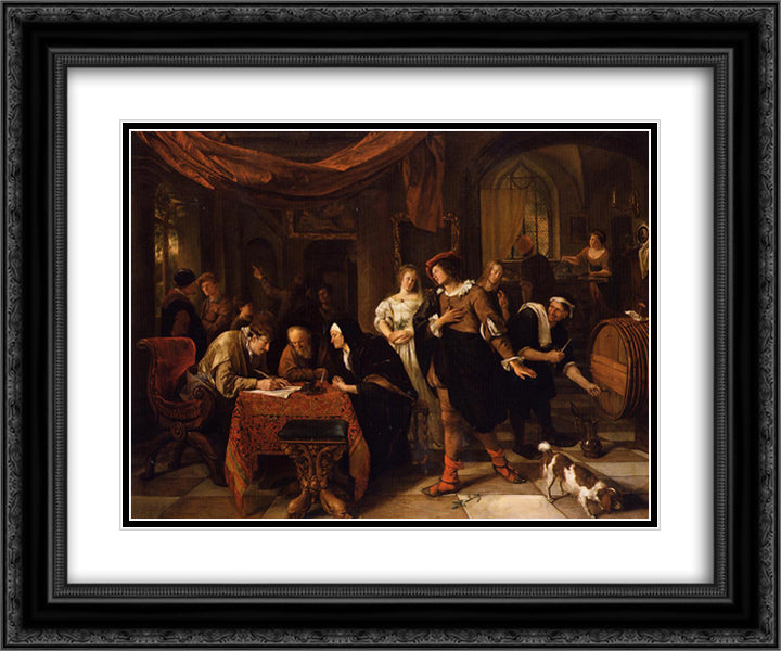 Wedding of Tobias and Sarah 24x20 Black Ornate Wood Framed Art Print Poster with Double Matting by Steen, Jan