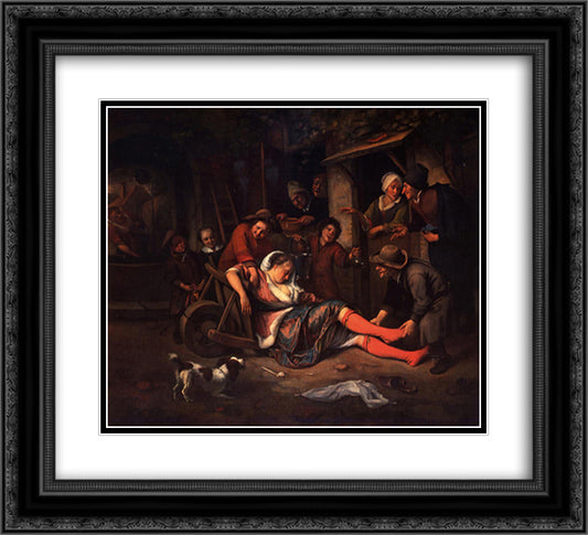 Wine is a Mocker 22x20 Black Ornate Wood Framed Art Print Poster with Double Matting by Steen, Jan