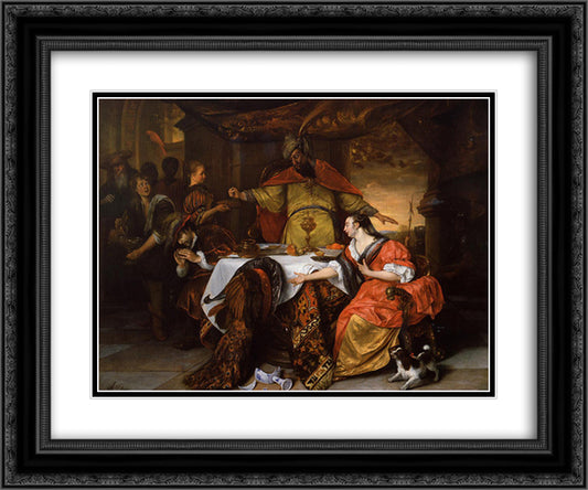 Wrath of Ahasuerus 24x20 Black Ornate Wood Framed Art Print Poster with Double Matting by Steen, Jan