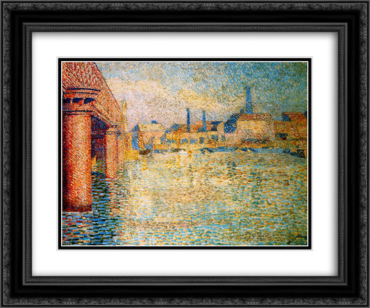 Bridge in London 24x20 Black Ornate Wood Framed Art Print Poster with Double Matting by Toorop, Jan