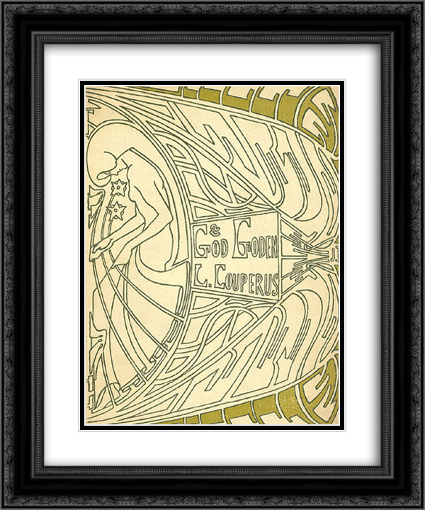 Cover for 'God en goden' by Louis Couperus 20x24 Black Ornate Wood Framed Art Print Poster with Double Matting by Toorop, Jan