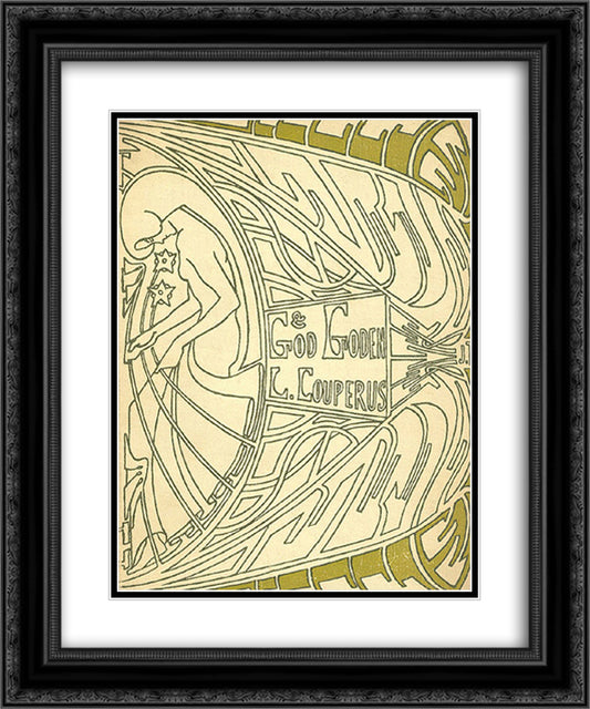 Cover for 'God en goden' by Louis Couperus 20x24 Black Ornate Wood Framed Art Print Poster with Double Matting by Toorop, Jan