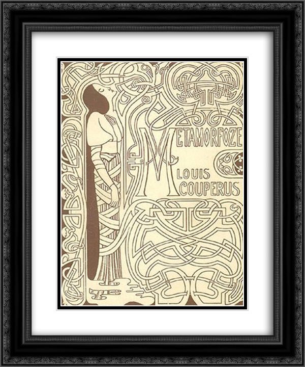 Cover for 'Metamorphosis' by Louis Couperus 20x24 Black Ornate Wood Framed Art Print Poster with Double Matting by Toorop, Jan