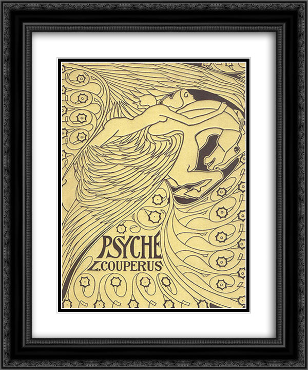 Cover for 'Psyche' by Louis Couperus 20x24 Black Ornate Wood Framed Art Print Poster with Double Matting by Toorop, Jan