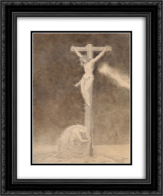 Crucifixion 20x24 Black Ornate Wood Framed Art Print Poster with Double Matting by Toorop, Jan