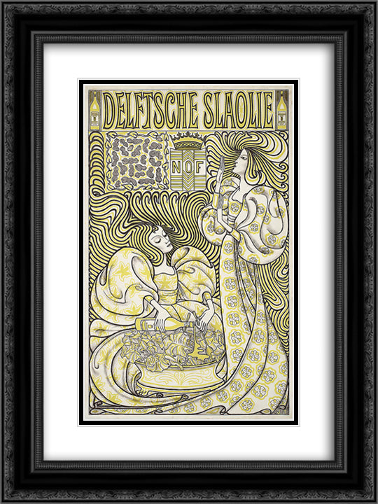 Delft Salad Oil 18x24 Black Ornate Wood Framed Art Print Poster with Double Matting by Toorop, Jan